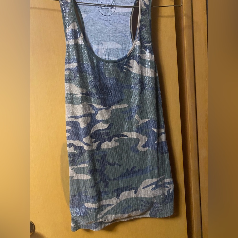 Inc international concept camo sequin front tank